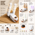 Electric Shoe Dryer and Warmer with PTC Heating, 48°C Fast Drying, 360° Warm Air, UV Sterilization, Intelligent Timer Settings, Foldable &amp; Hanging Design