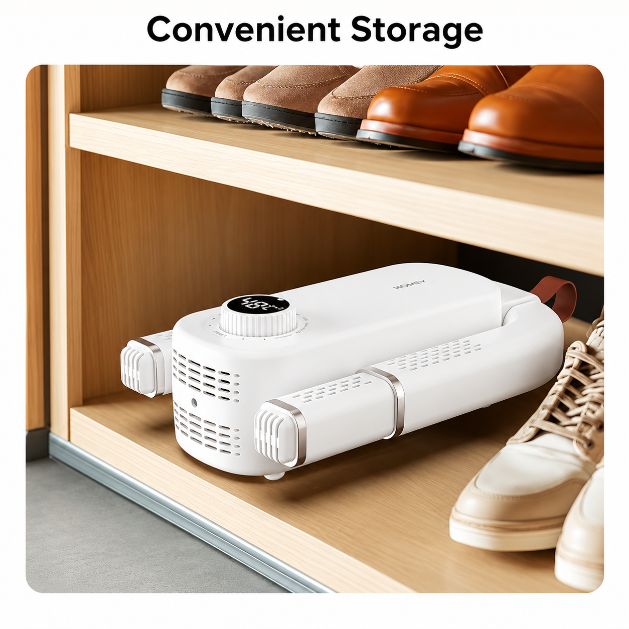 Electric Shoe Dryer and Warmer with PTC Heating, 48°C Fast Drying, 360° Warm Air, UV Sterilization, Intelligent Timer Settings, Foldable &amp; Hanging Design